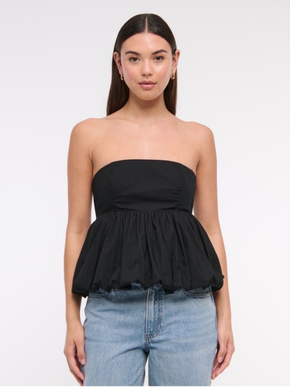 ABERCROMBIE Strapless Black
Bubble Hem Peplum Top